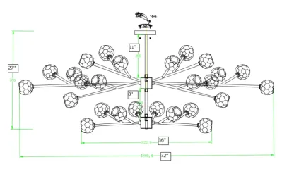 Customize- 2-Tiers Belle De Crystal Ball Chandelier 72''+36''