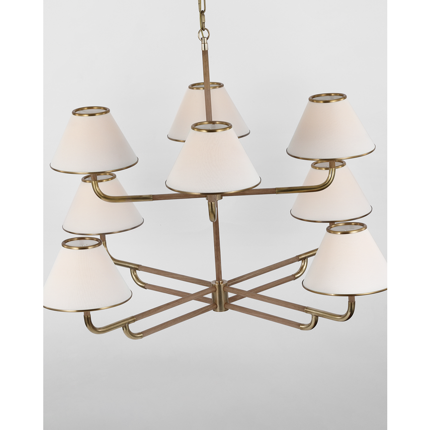2-Tier White Lampshade Rigby Metal And Wood Chandelier