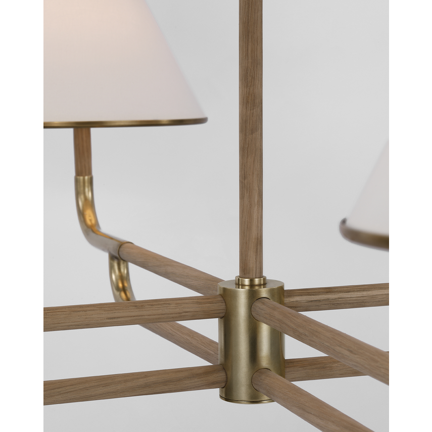 2-Tier White Lampshade Rigby Metal And Wood Chandelier