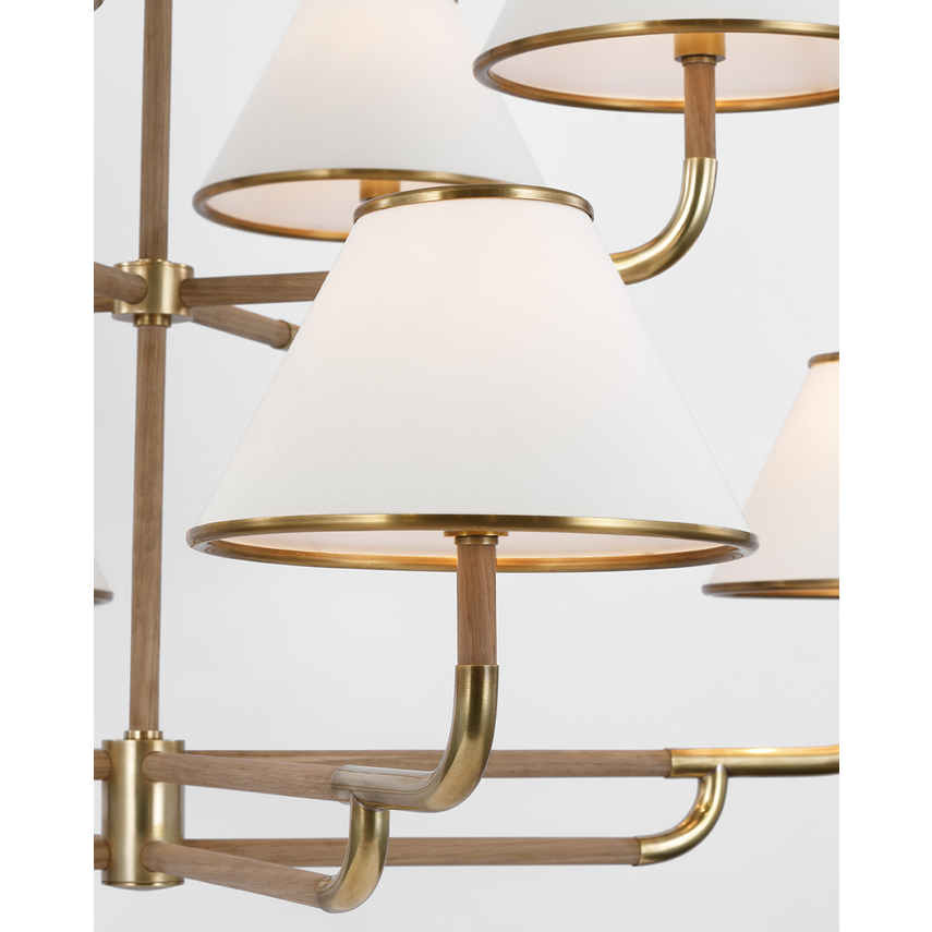 2-Tier White Lampshade Rigby Metal And Wood Chandelier