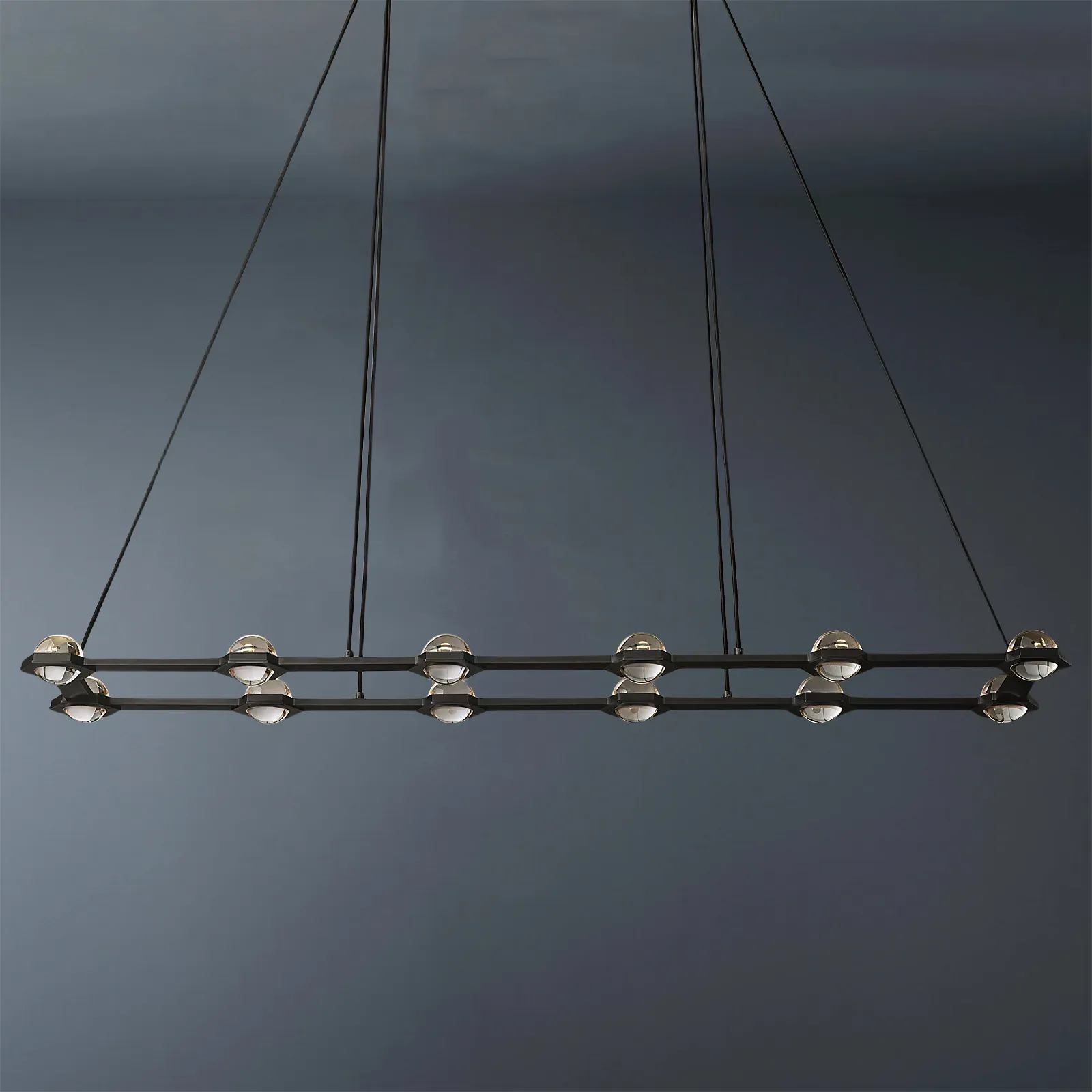 Eclatant Crystal Ball Rectangular  Chandelier 72"