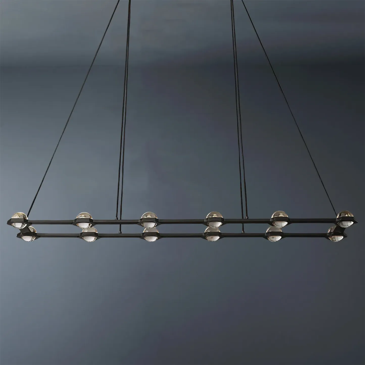 Eclatant Crystal Ball Rectangular  Chandelier 72"