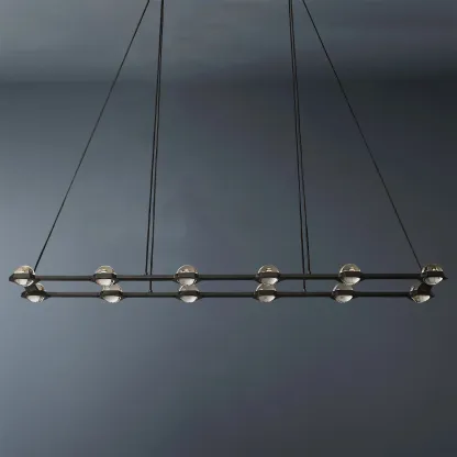 Eclatant Crystal Ball Rectangular  Chandelier 72"