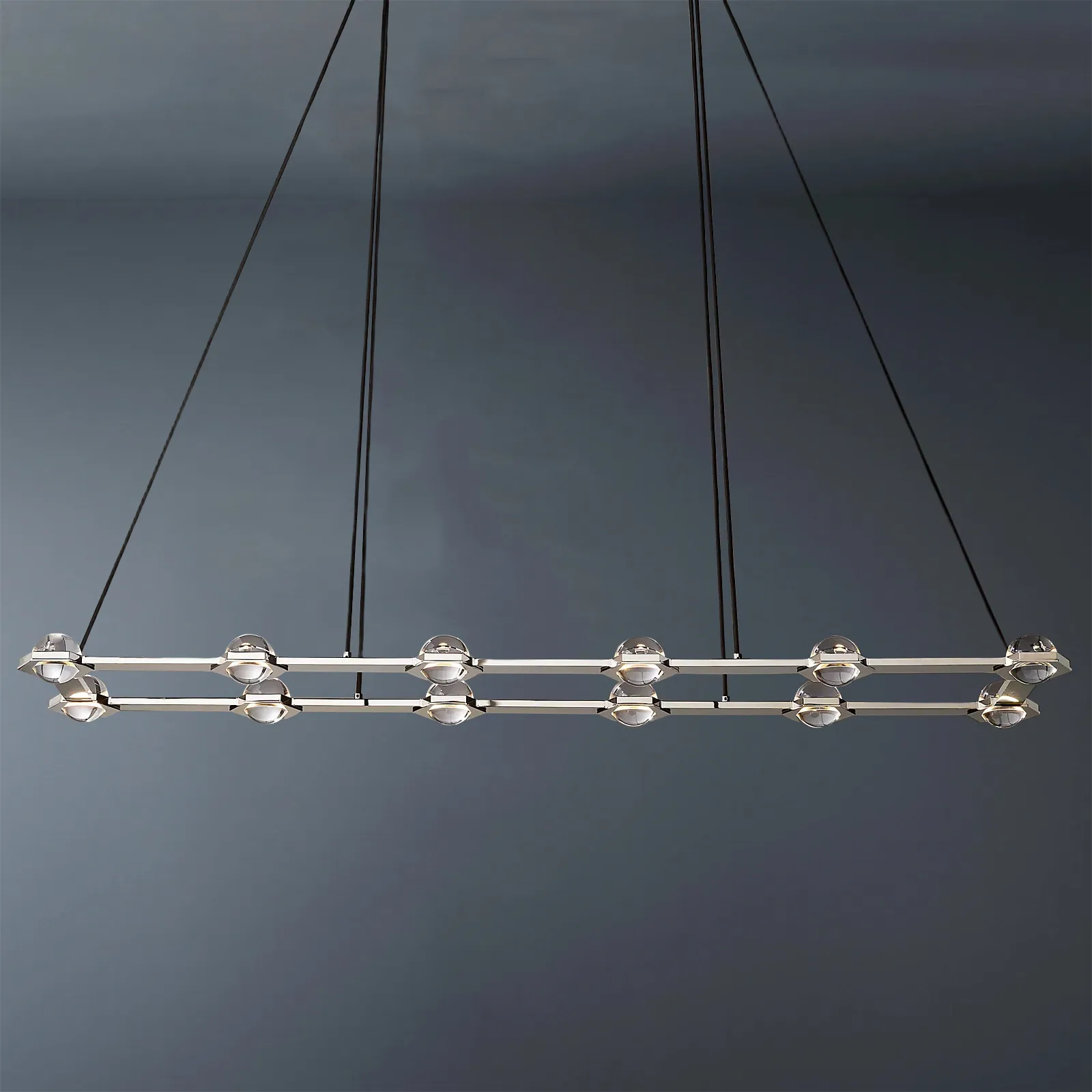 Eclatant Crystal Ball Rectangular  Chandelier 72"