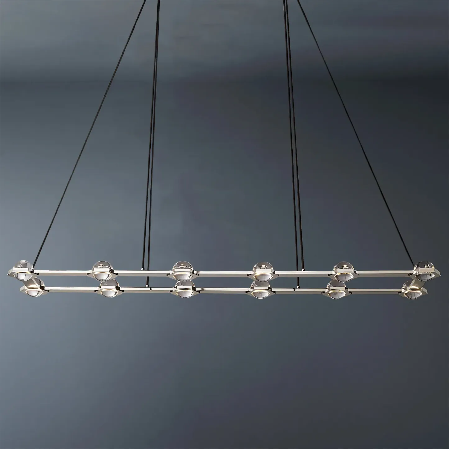 Eclatant Crystal Ball Rectangular  Chandelier 72"