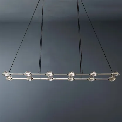Eclatant Crystal Ball Rectangular  Chandelier 72"