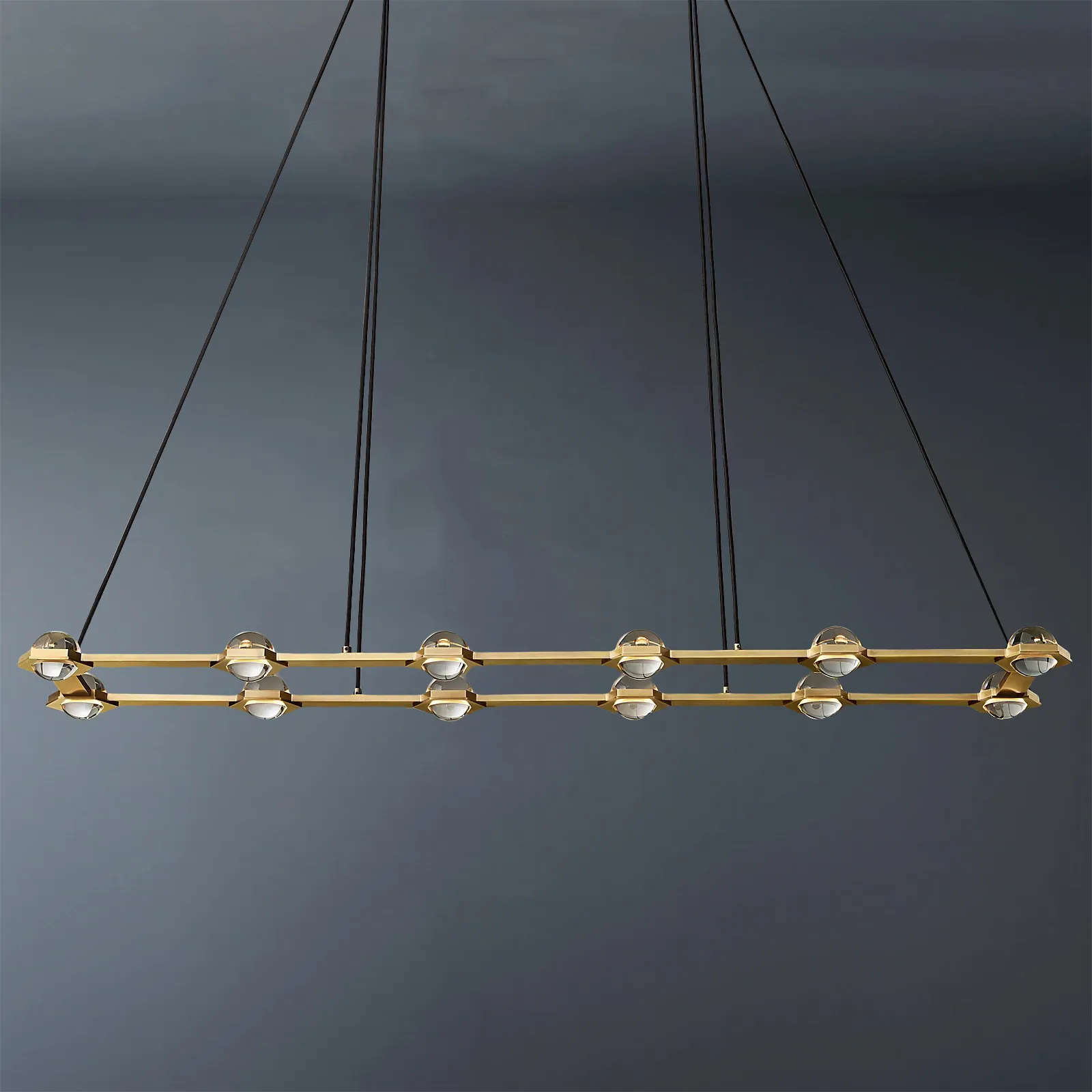 Eclatant Crystal Ball Rectangular  Chandelier 72"
