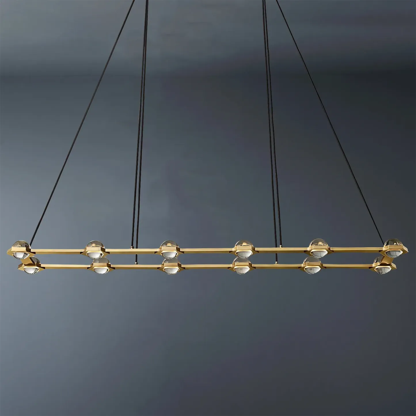 Eclatant Crystal Ball Rectangular Chandelier 72"