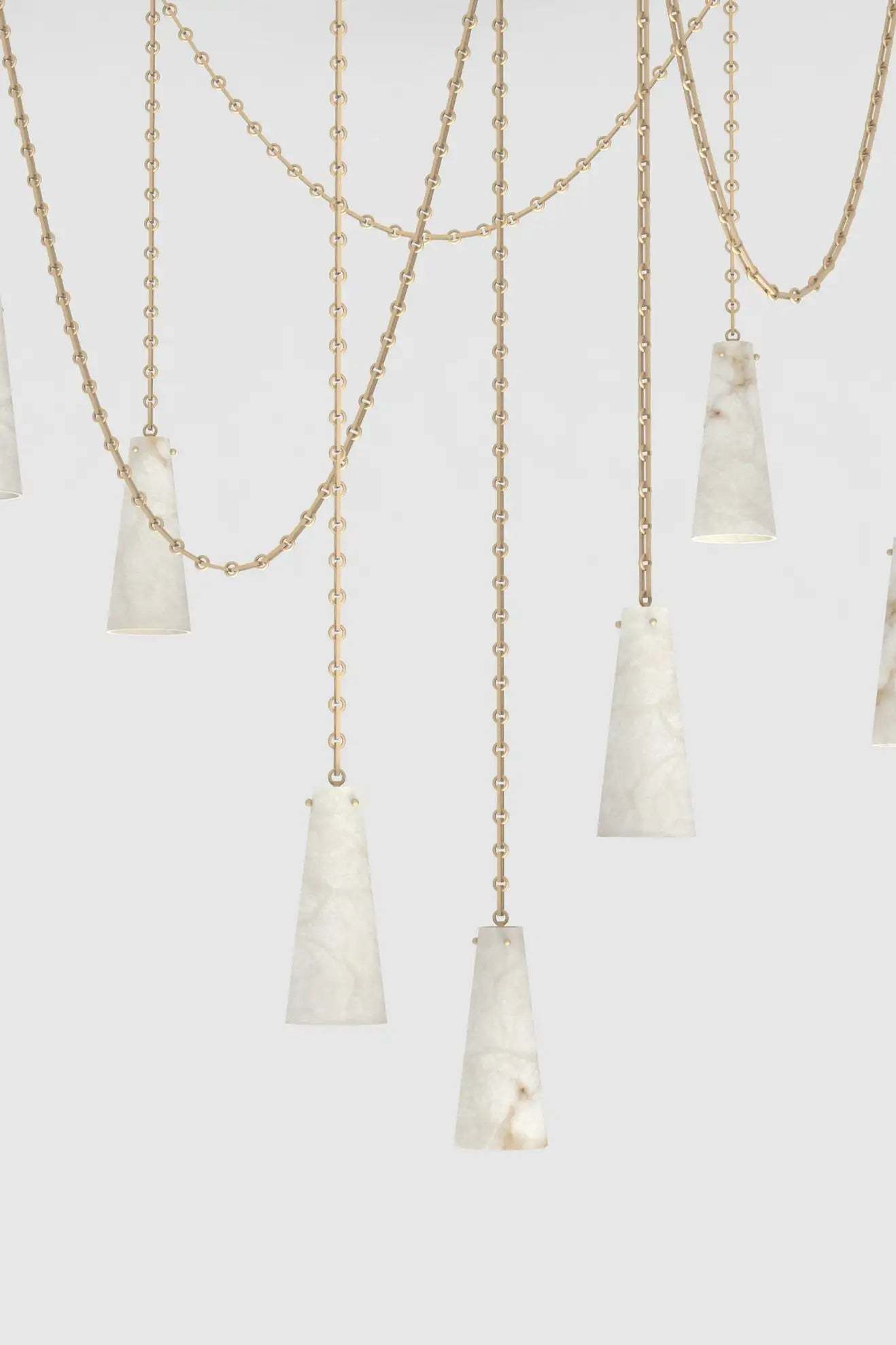 Contemporary Lucca Chandelier 202A-7 in Alabaster, 7-Light Vintage Alabaster Pendant Cluster