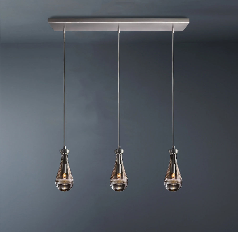 Raindrop Linear 3-Light Rod Chandelier