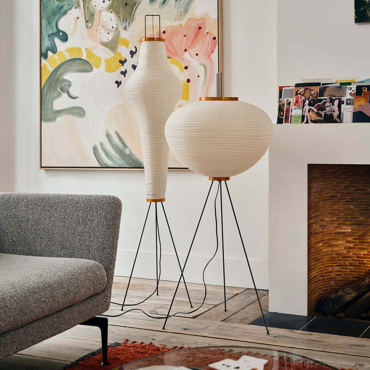 Rice Paper Traditional Floor Lamp