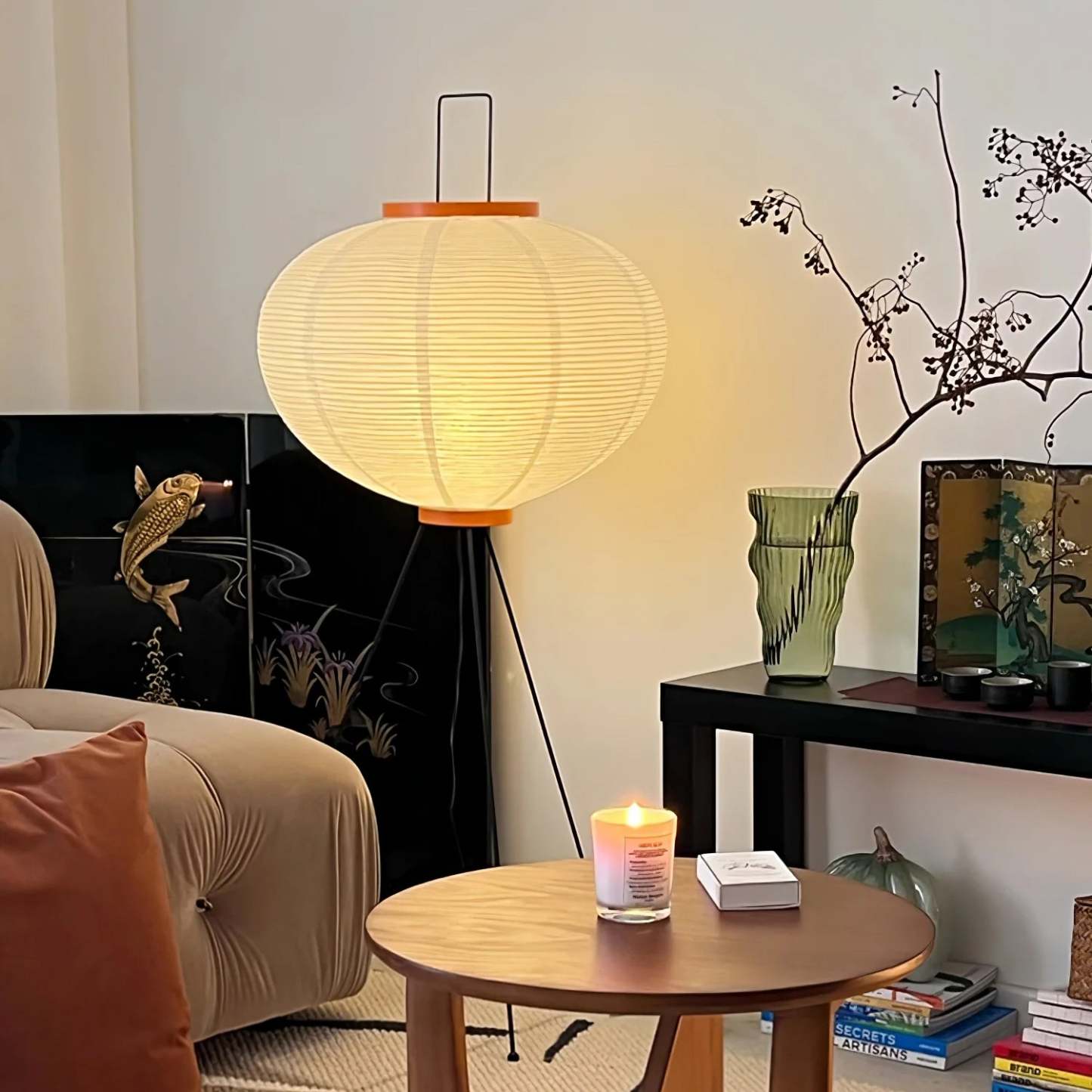 Rice Paper Traditional Floor Lamp