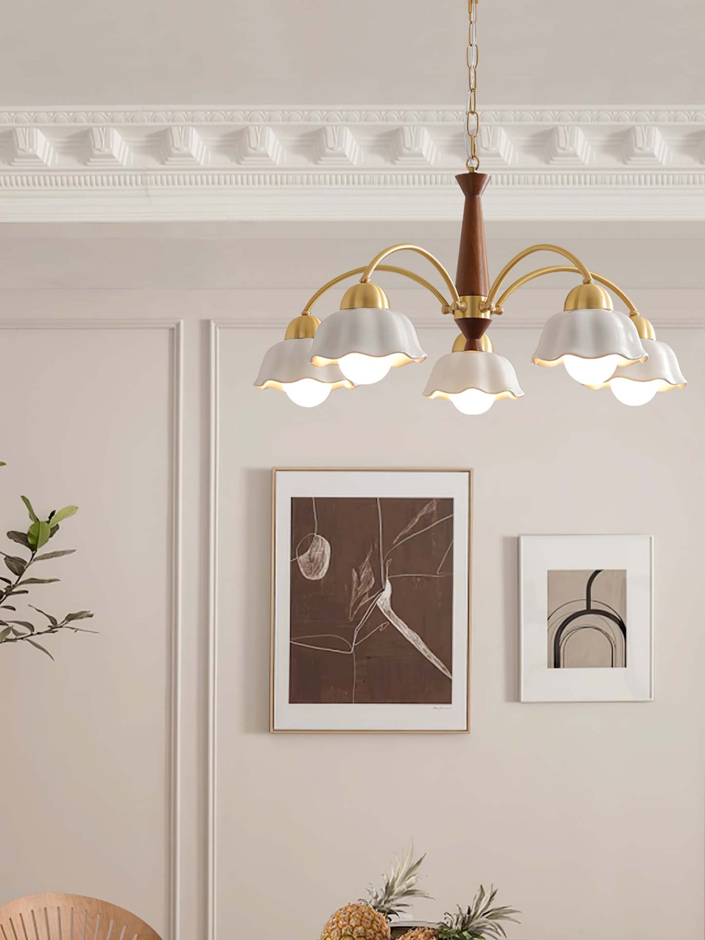 Swedish Modern Brass Chandelier