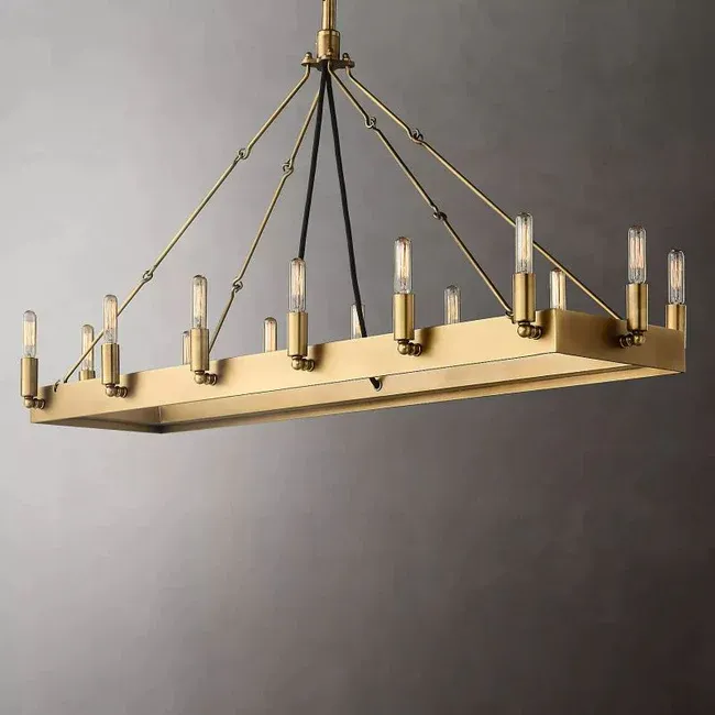 Vintage Filament Rectangular Chandelier 41''- Lights 14