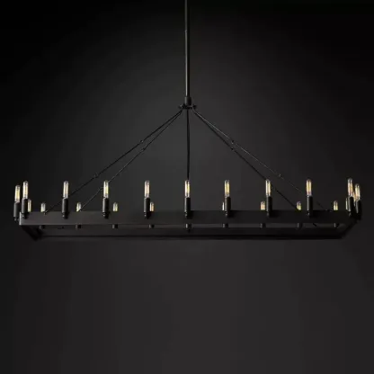 Vintage Filament Rectangular Chandelier 52''- Lights 24