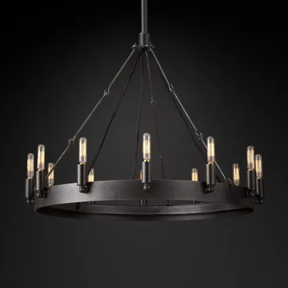 Camino Vintage Filament Round Chandelier 26" 12-Lights