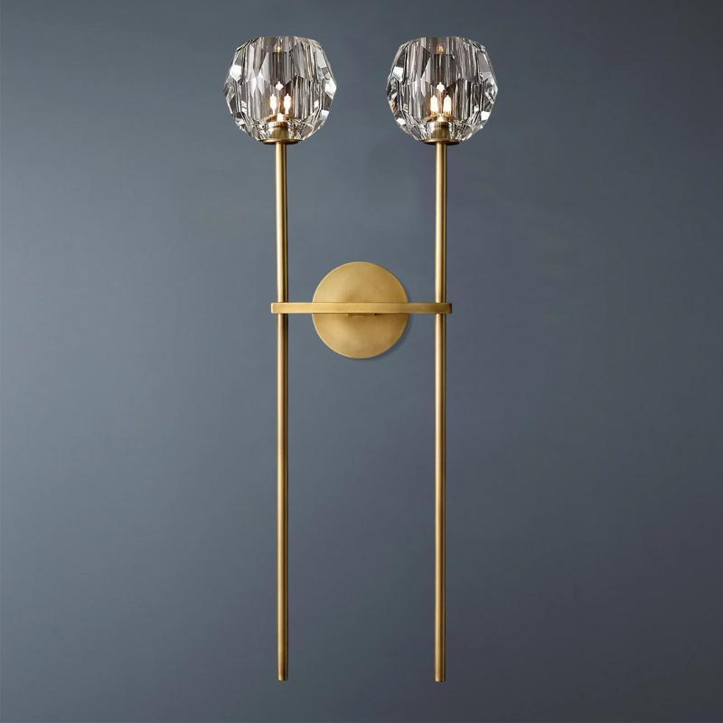 Double-Head Marquez Clear Crystal Ball Wall Sconce,Wall Lamps For Livi