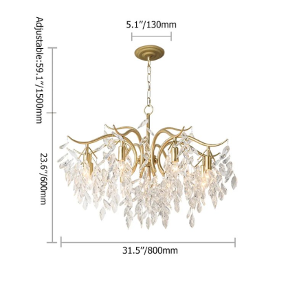 Crystal Cascade Chandelier Living Room Light Fitting