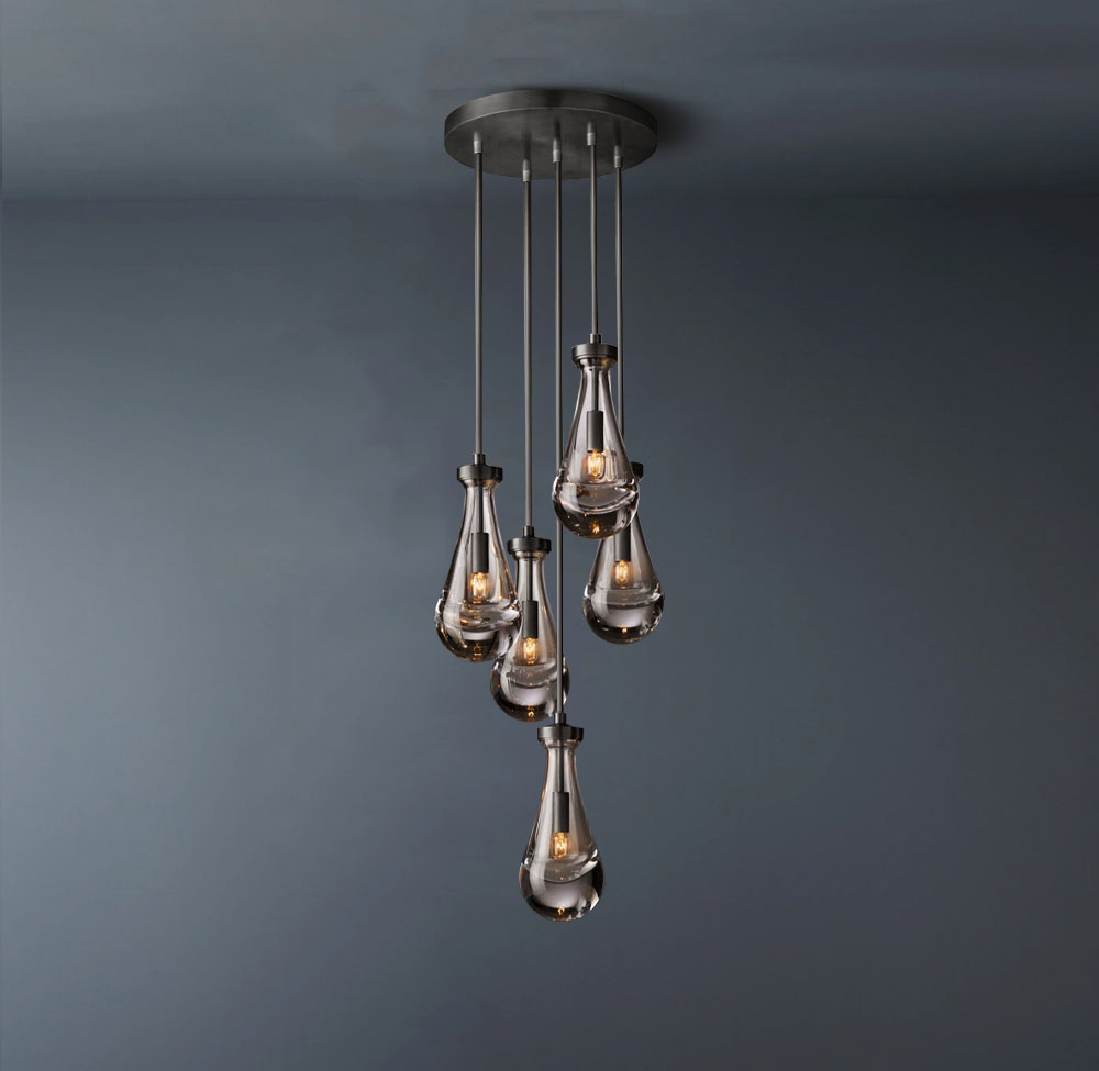 Raindrop Round 5-Lights Chandelier (Rod)