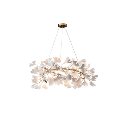 Modern Porcelain Ginkgo Leaf Round Chandelier