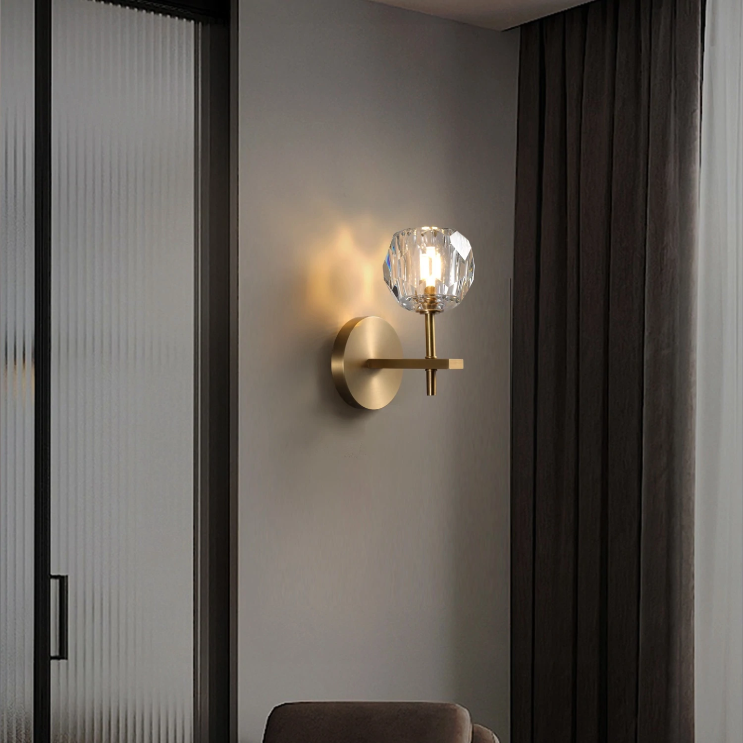 Cell de Clear Crystal Ball Wall Sconce