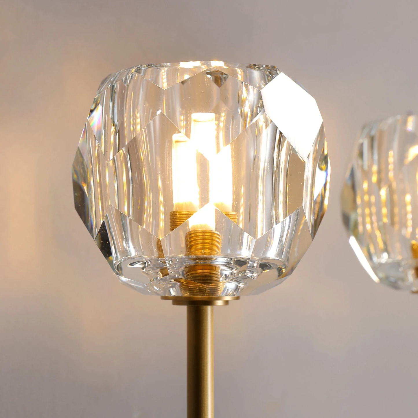 Cell de Double Clear Crystal Ball Wall Sconce