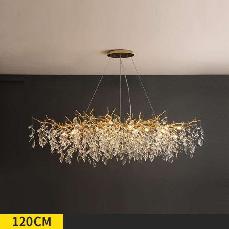 Branch Chandelier Crystals on Dining Room Table