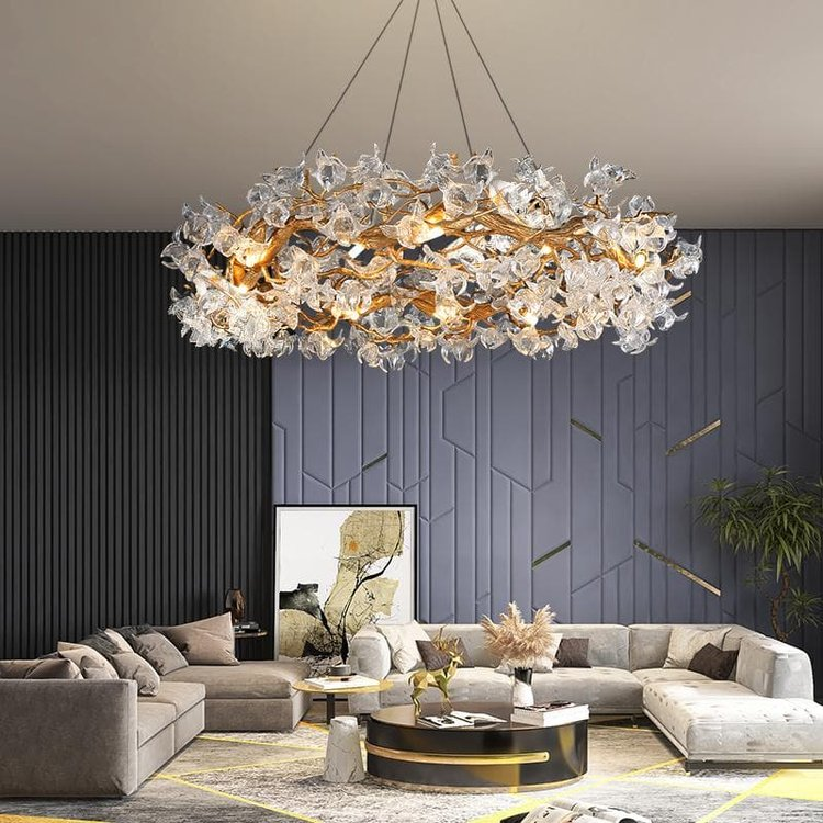 Rystal Brass Branch Round Chandelier