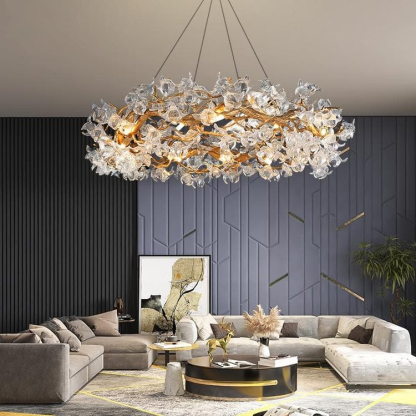 Rystal Brass Branch Round Chandelier