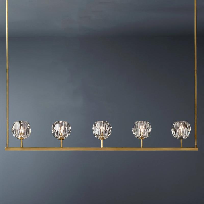 Simple Boule De Glass Ball Linear Chandelier 48"