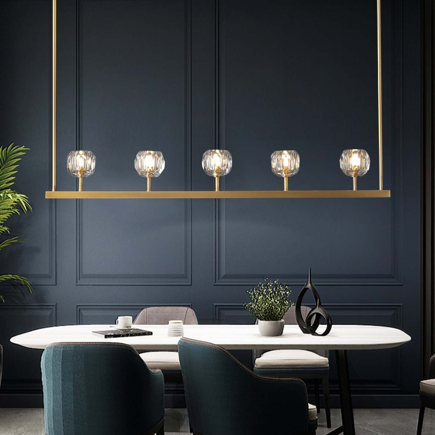 Cell de Glass Ball Linear Chandelier 48"