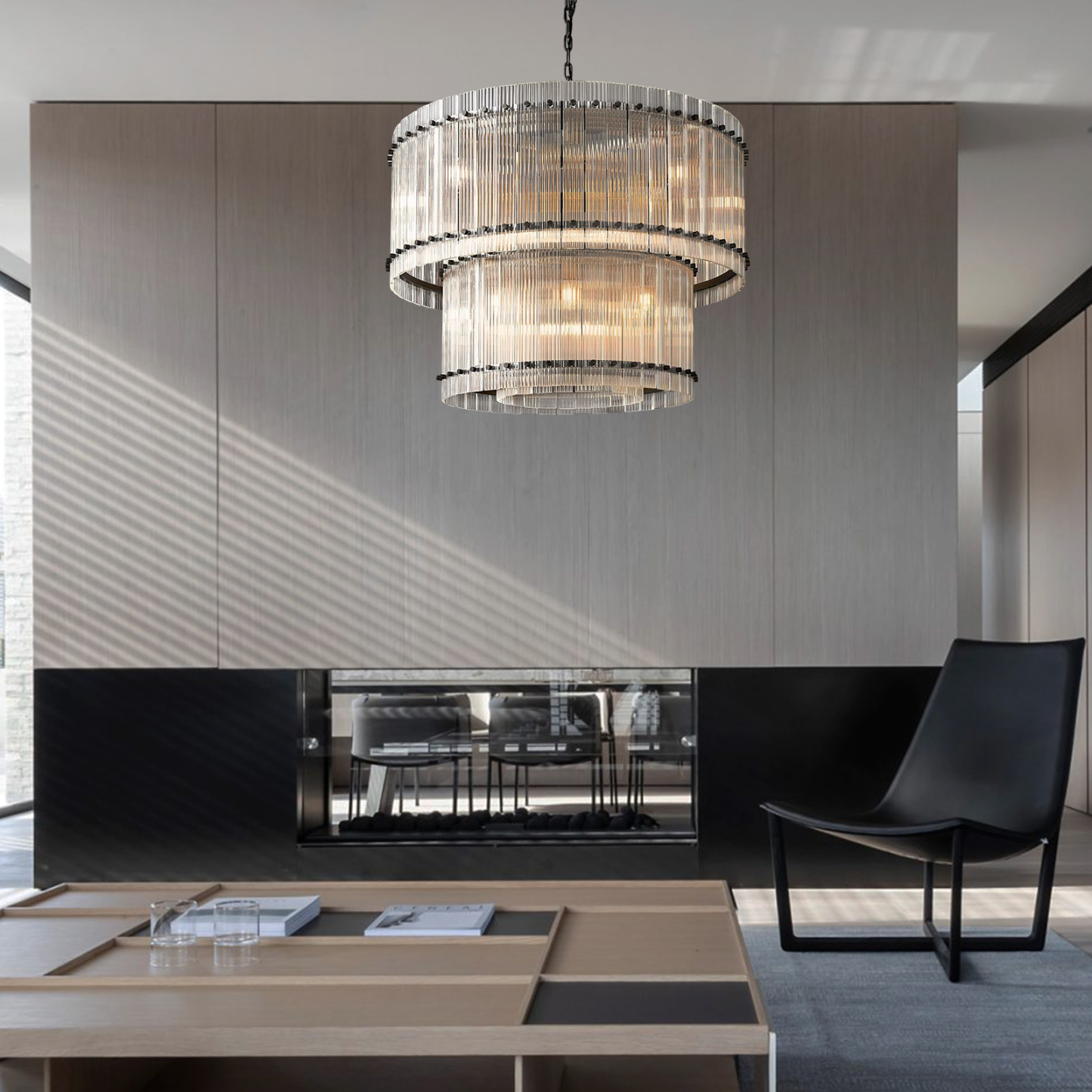 Hen Cbcro Modern 2-Tier Luxury Round Chandelier 37"