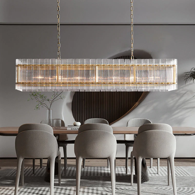 Hen Cbcro Rectangular Crystal Chandelier 54"