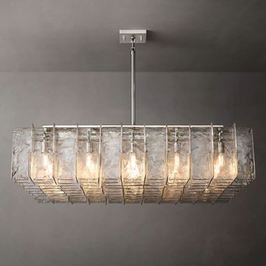 Lattice Square Glass Chandelier 60" 25-Lights