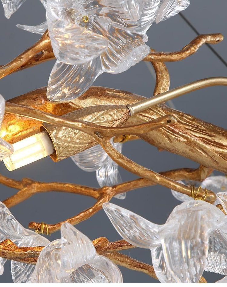 Rystal Brass Branch Round Chandelier