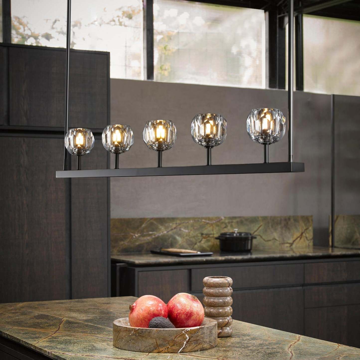 Cell de Glass Ball Linear Chandelier 48"