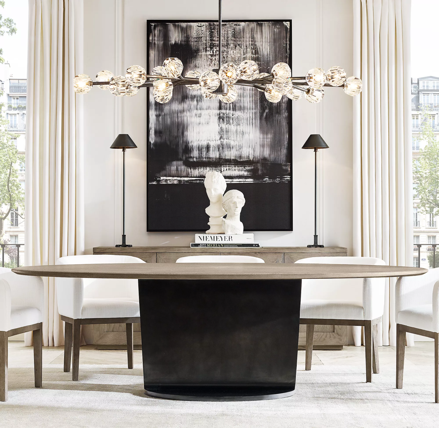 Cell de Crystal Smoke Chandelier 72"