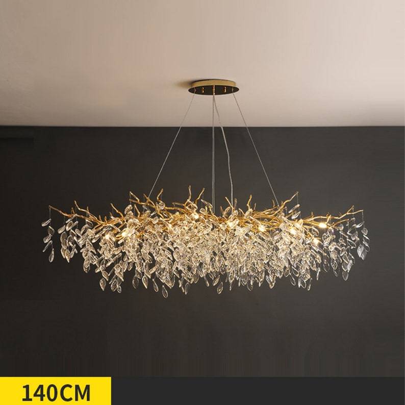Branch Chandelier Crystals on Dining Room Table