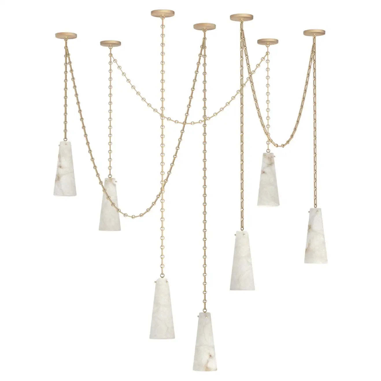 Contemporary Lucca Chandelier 202A-7 in Alabaster, 7-Light Vintage Ala