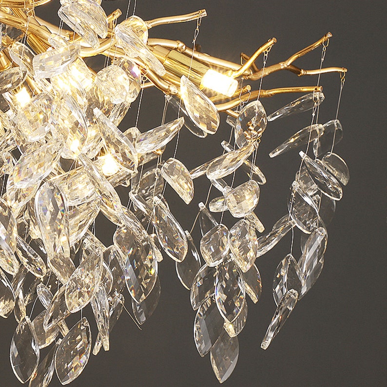 Branch Chandelier Crystals on Dining Room Table