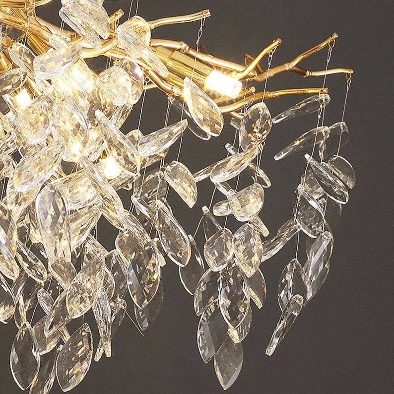 Branch Chandelier Crystals on Dining Room Table
