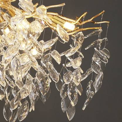 Branch Chandelier Crystals on Dining Room Table