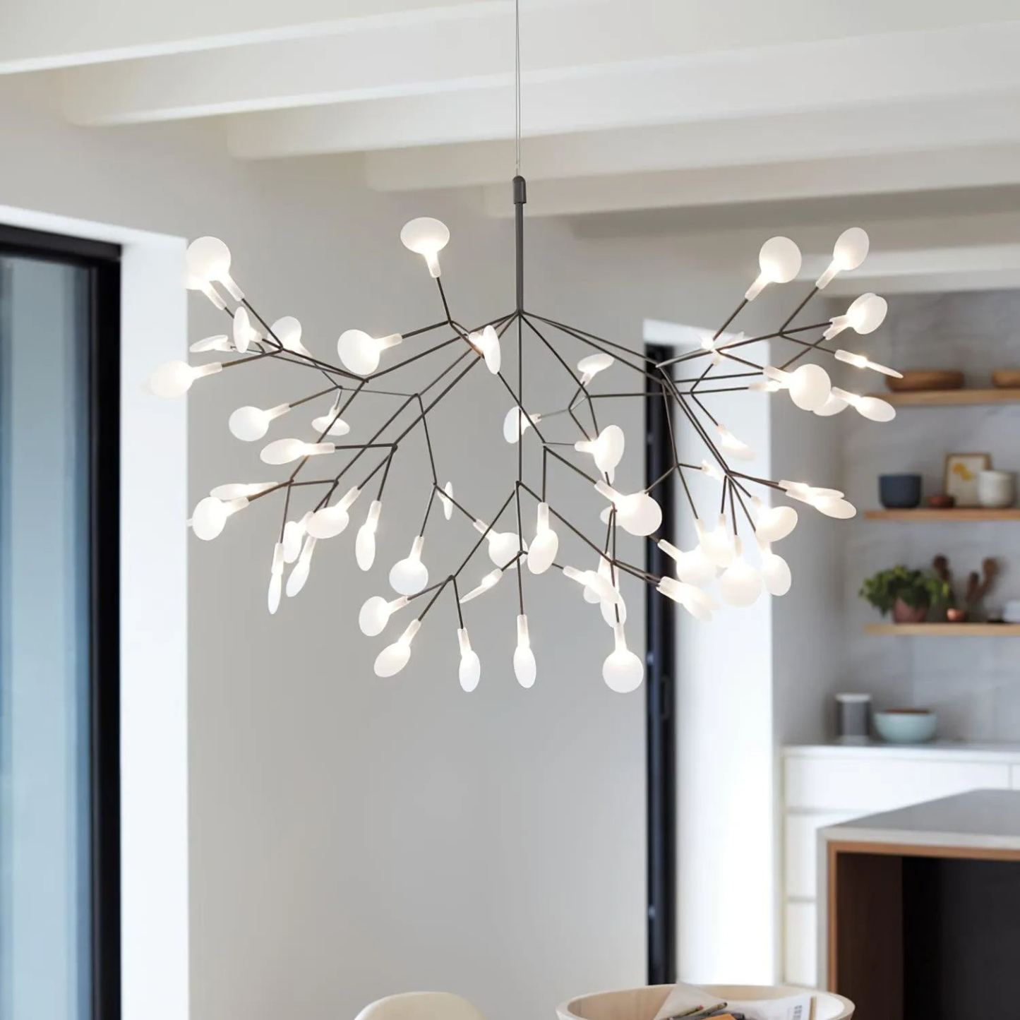 Black Firefly Branches Bifurcated Shape LED Chandelier