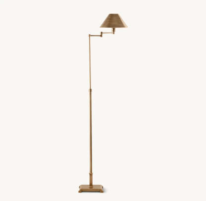 PETITE CANDLESTICK METAL SHADE SWING-ARM FLOOR LAMP
