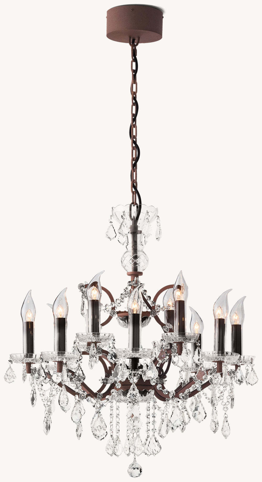 19TH C. ROCOCO IRON & CRYSTAL OUTDOOR CHANDELIER