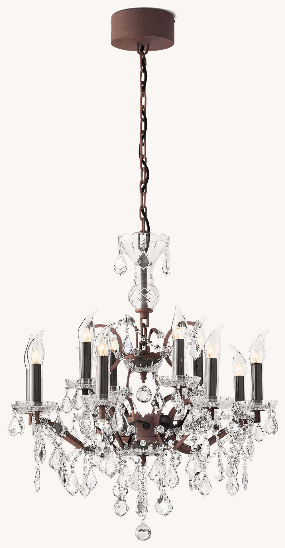19TH C. ROCOCO IRON & CRYSTAL OUTDOOR CHANDELIER
