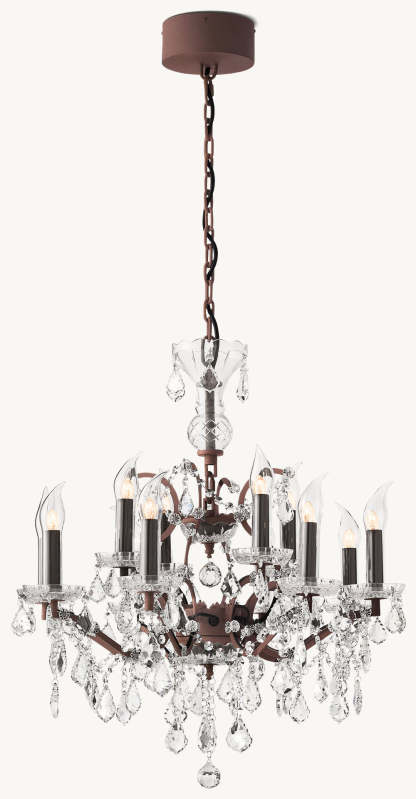 19TH C. ROCOCO IRON & CRYSTAL OUTDOOR CHANDELIER