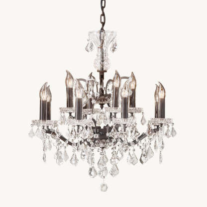 19TH C. ROCOCO IRON & CRYSTAL OUTDOOR CHANDELIER