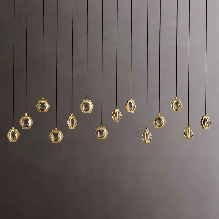 Eclatant Crystal Ball Rectangular Linear Chandelier 54"