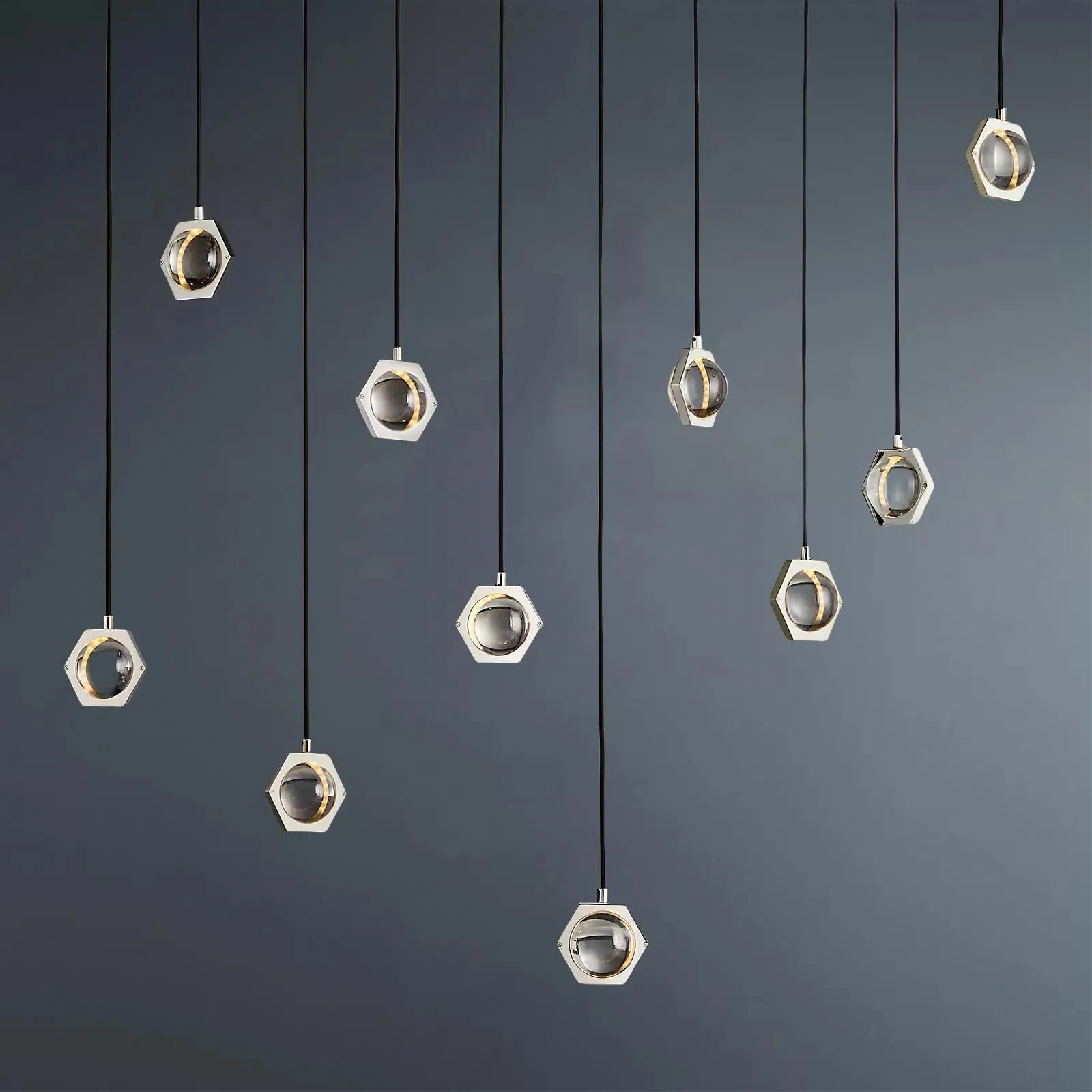 Eclatant Crystal Ball Rectangular Linear Chandelier 54"
